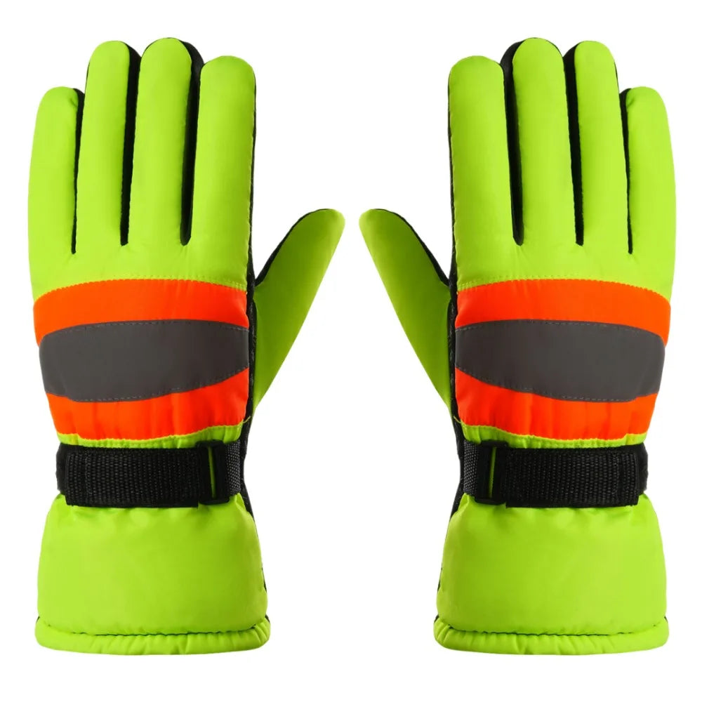 Reflective Touchscreen Work Gloves – Warm Waterproof Winter Winter Work Gloves PLUSH Green Style A