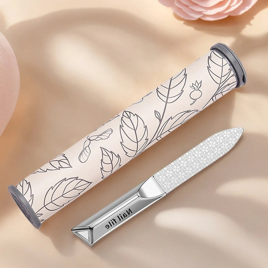 Ouriner Double-Sided Stainless Steel Nail File with Storage Case Nail File PLUSH