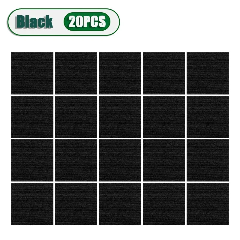 50pcs Peel & Stick Carpet Tiles 30x30cm – DIY Floor Mats Peel & Stick Carpet Tiles PLUSH Black-20PCS 30X30CM