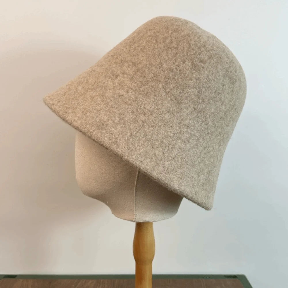 Women's Wool Knit Bucket Hat – Warm Windproof Fisherman Hat Knit Bucket Hat PLUSH Beige