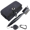 Golf Cleaning Set – Towel & Double-Sided Brush with Hook Golf Cleaning Set PLUSH black