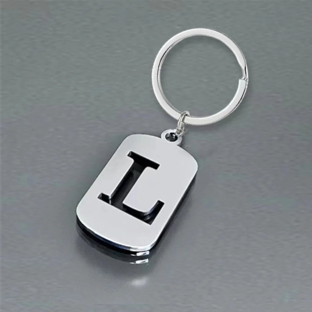 Stainless Steel Initial Letter Keychain – Men's Bag Pendant Letter Keychain PLUSH L