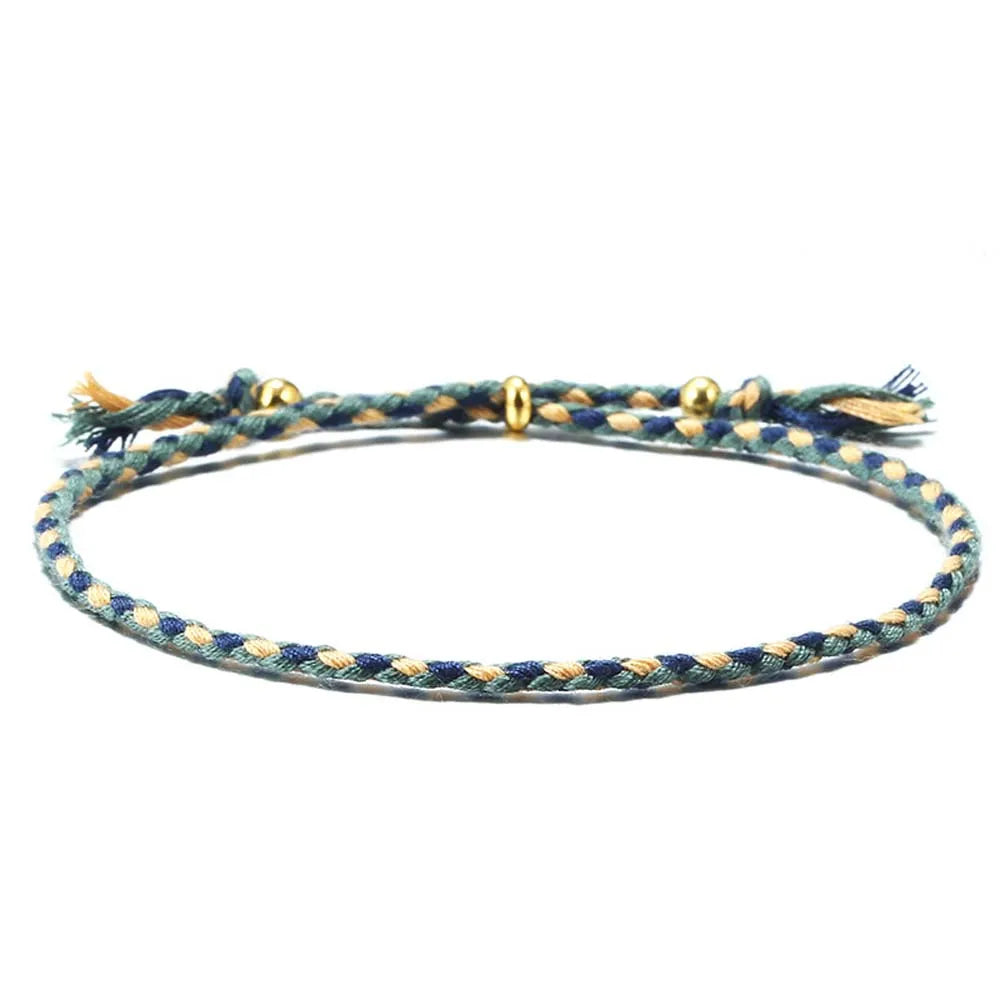 Adjustable Woven Bracelet – Colorful Bohemian Braid Charm Woven Charm Bracelet PLUSH A