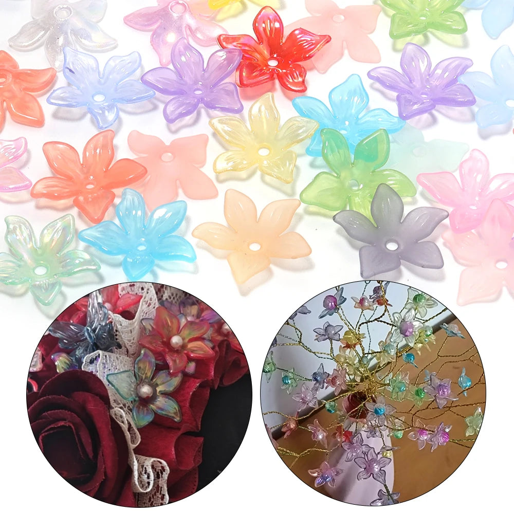 100pcs 20mm Acrylic Flower Bead Caps – DIY Jewelry Making Acrylic Flower Beads PLUSH