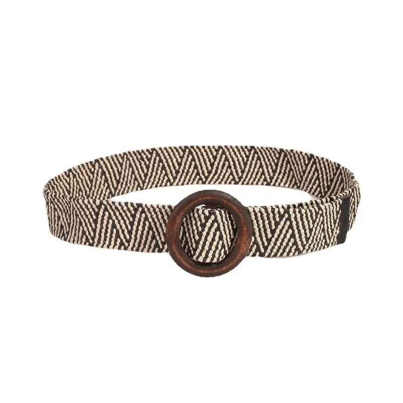 Women's Straw Woven Elastic Waist Belt | Bohemian Beach Style Woven Waist Belt PLUSH