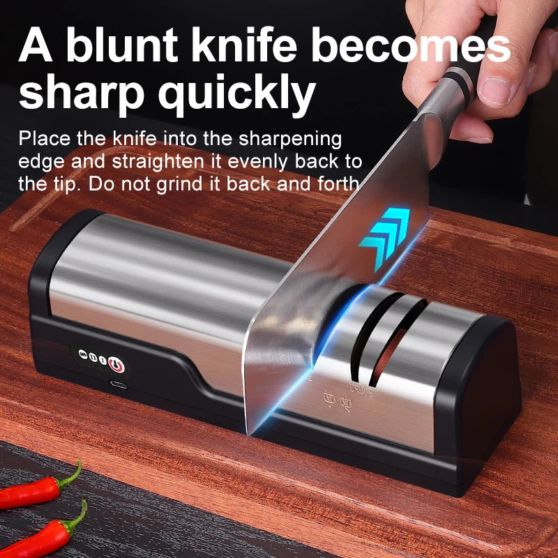 USB Rechargeable Electric Knife Sharpener – Adjustable Angle Electric Knife Sharpener PLUSH