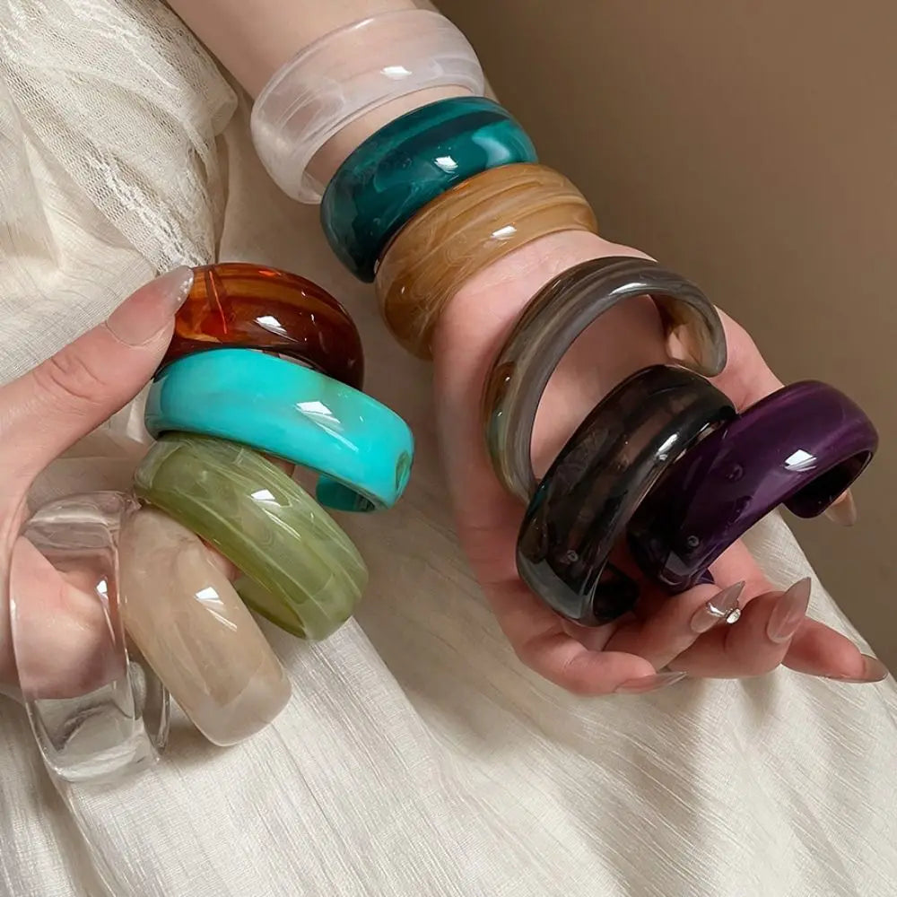 Irregular Acrylic C-Shape Cuff Bangle | Wide Open Wrist Jewelry Acrylic Cuff Bangle PLUSH