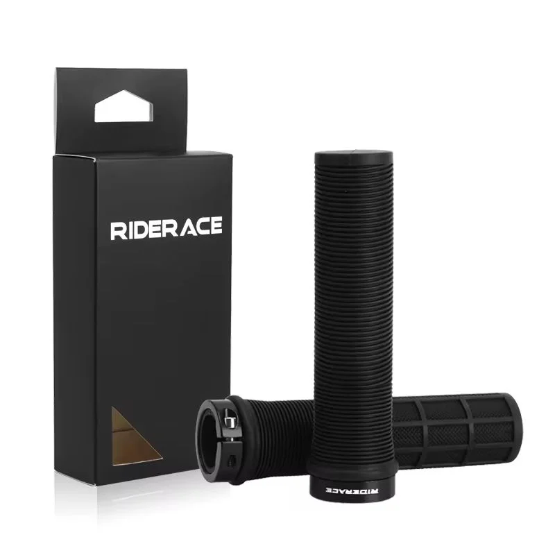 RIDERACE Lock-On MTB Handlebar Grips – Ergonomic TPR Non-Slip Bike Handlebar Grips PLUSH black