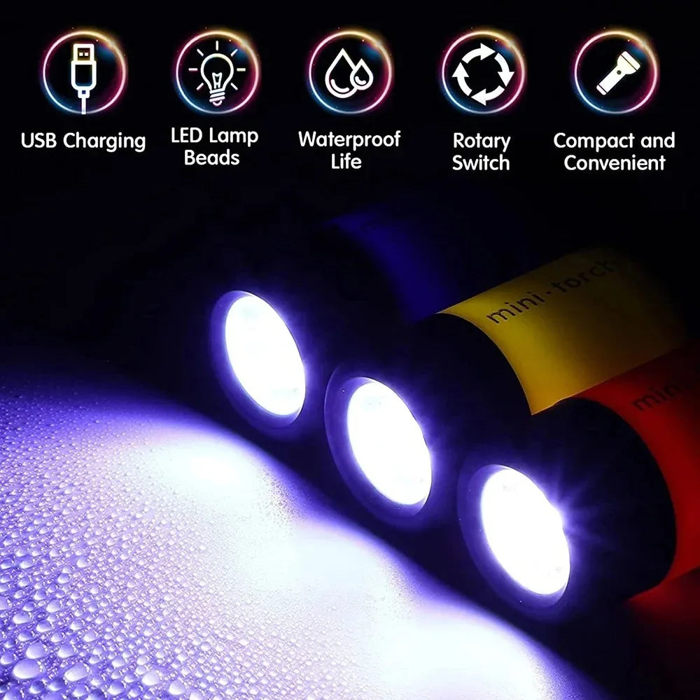 USB Rechargeable Mini LED Keychain Flashlight – Waterproof Keychain Flashlight PLUSH