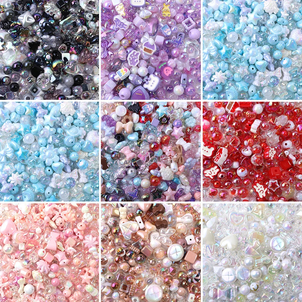 45g Mixed Acrylic Bow Beads – Colorful DIY Spacer Beads Acrylic Spacer Beads PLUSH