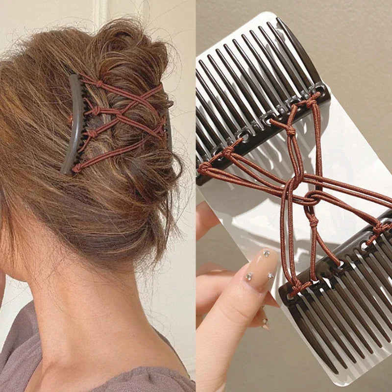 Vintage Disc Hair Clip – Korean Magic Comb & Elastic Rope Hair Clip PLUSH