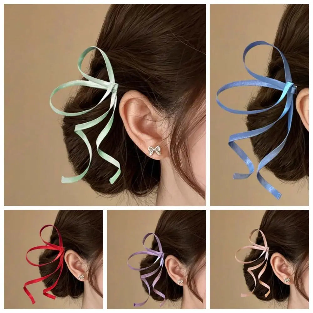 3D Satin Ribbon Bow Hair Clips – Silky Bow Barrettes 1 Pair Bow Hair Barrettes PLUSH