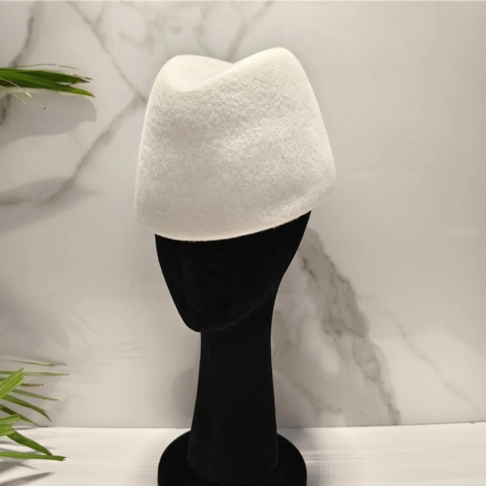Women's Elegant Pillbox Hat | Dome Fedora Beret Formal Hat Formal Pillbox Hat PLUSH White