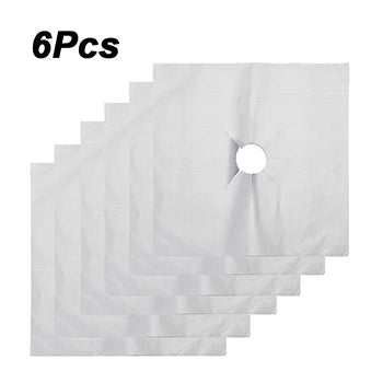 Gas Stove Protection Pads – Reusable, Washable & Heat-Resistant Stove Protector Pad PLUSH Sliver-6PCS