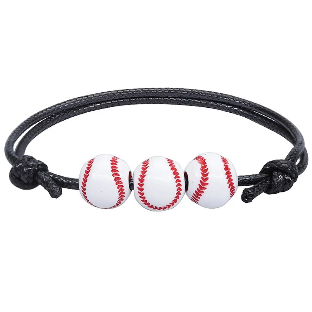 Handmade Sports Ball Wax Line Woven Charm Bracelet – Unisex Charm Bracelet PLUSH Baseball