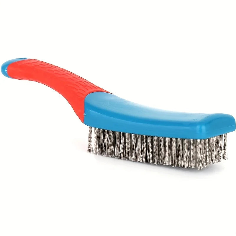 Heavy Duty Stainless Steel Wire Brush – Blue Plastic Handle Wire Hand Brush PLUSH