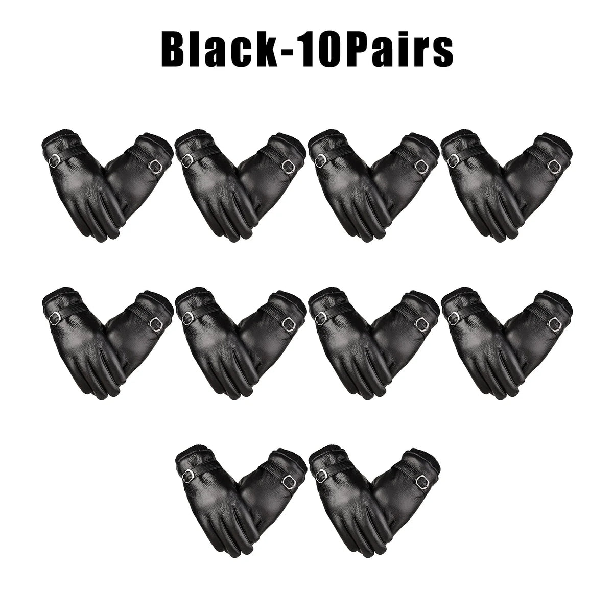 Windproof Thermal Touchscreen Leather Gloves – Winter Sports Winter Sports Gloves PLUSH Black 10Pairs