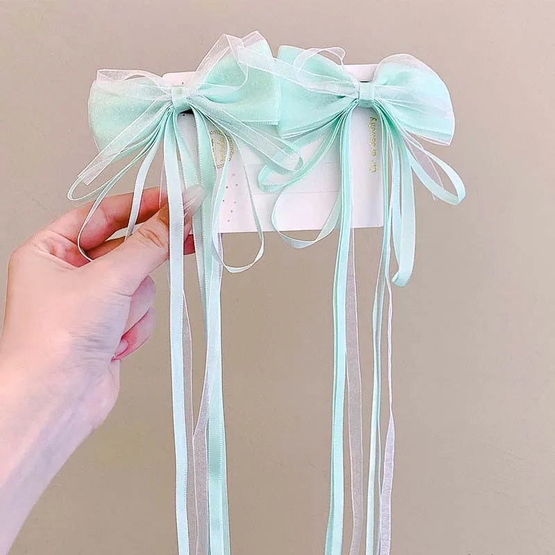 Fairy Ribbon Bow Hair Clips for Girls – 2pcs Barrettes Kids Hair Barrettes PLUSH 7
