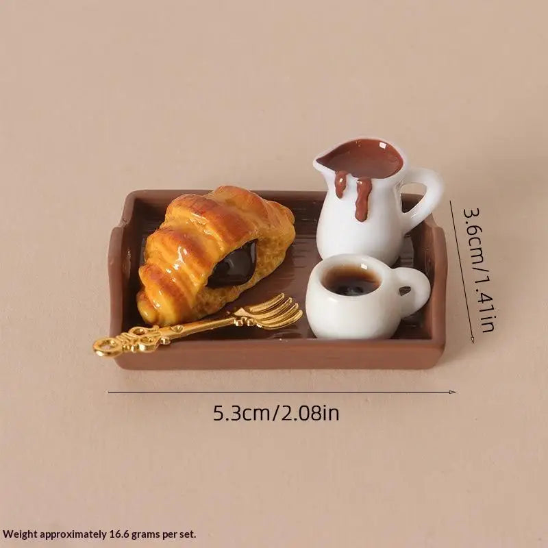 Miniature Coffee & Pastry Set – 1:12 Dollhouse Diorama Decor Dollhouse Accessory Set PLUSH A10