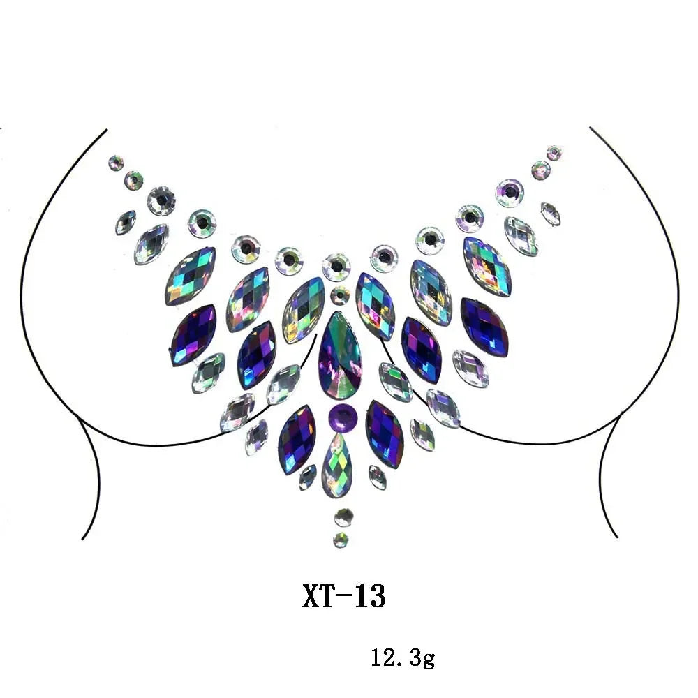 Crystal Rhinestone Body & Face Jewel Stickers – Temporary Tattoo Body Jewel Stickers PLUSH XT-13