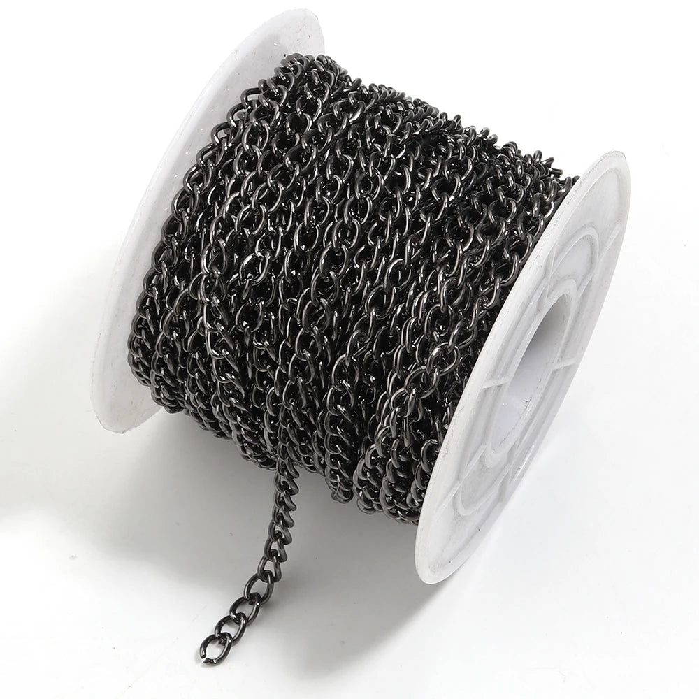 10 Yards 3x4mm Metal O-Shape Link Chain for DIY Jewelry Making Jewelry Making Chain PLUSH Gun Black
