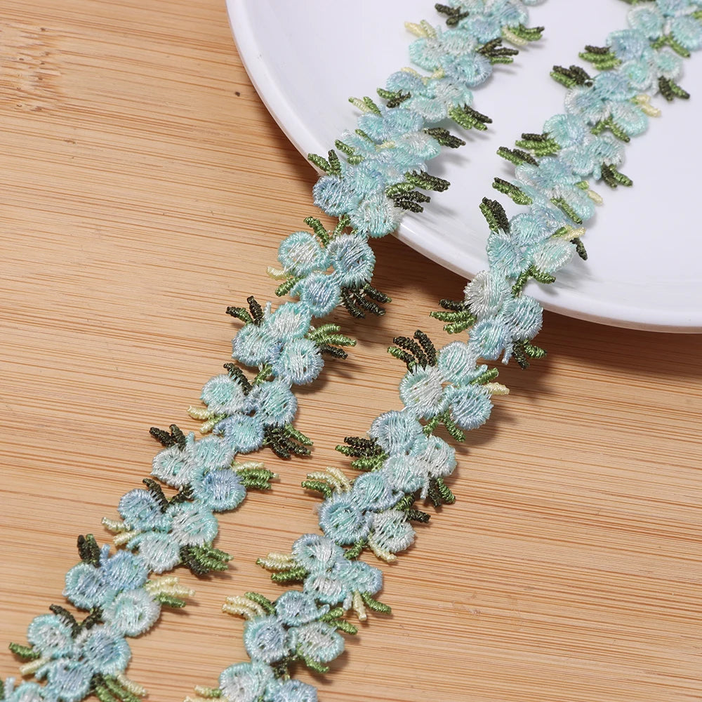 2 Yards Colorful Flower Lace Trim – DIY Ribbon & Jewelry Lace Trim Ribbon PLUSH blue 2cm