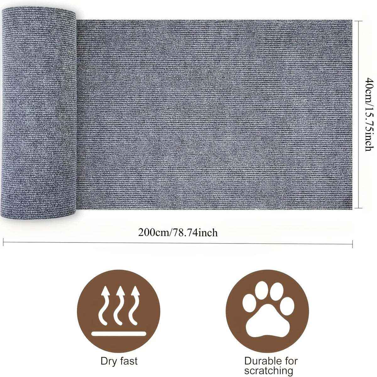 Self-Adhesive Cat Scratch Pad – Wall & Furniture Protector Cat Scratch Pad PLUSH Light Grey