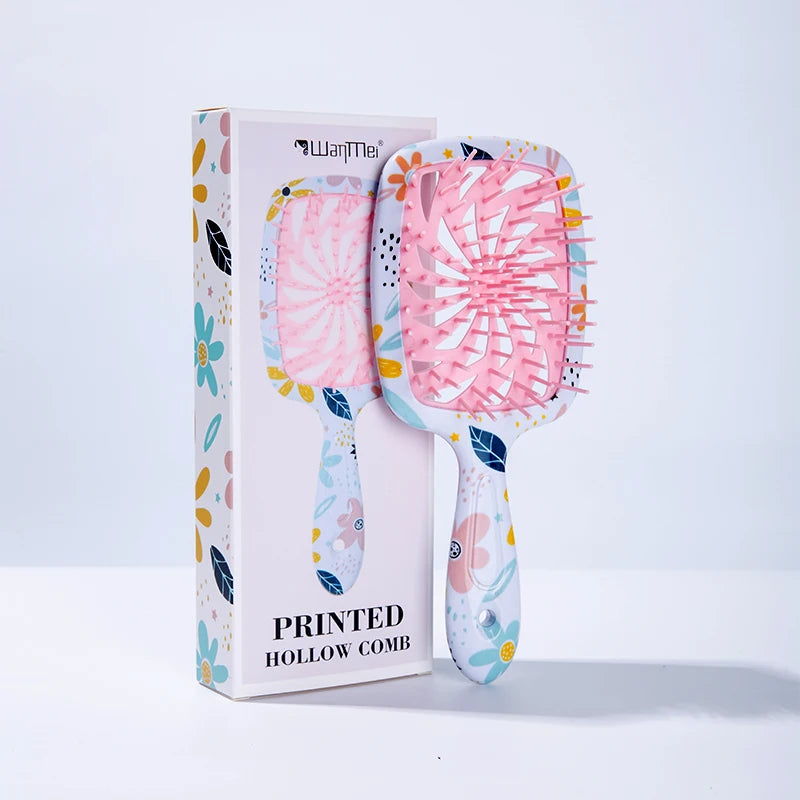 Vented Detangling Hairbrush & Scalp Massage Comb | Gift Box Detangling Hairbrush PLUSH Pink boxed
