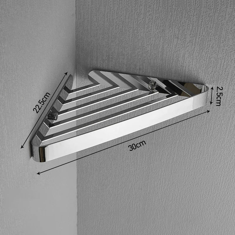Stainless Steel Bathroom Corner Shelf | Wall-Mounted Shower Caddy Bathroom Corner Shelf PLUSH A Chrome