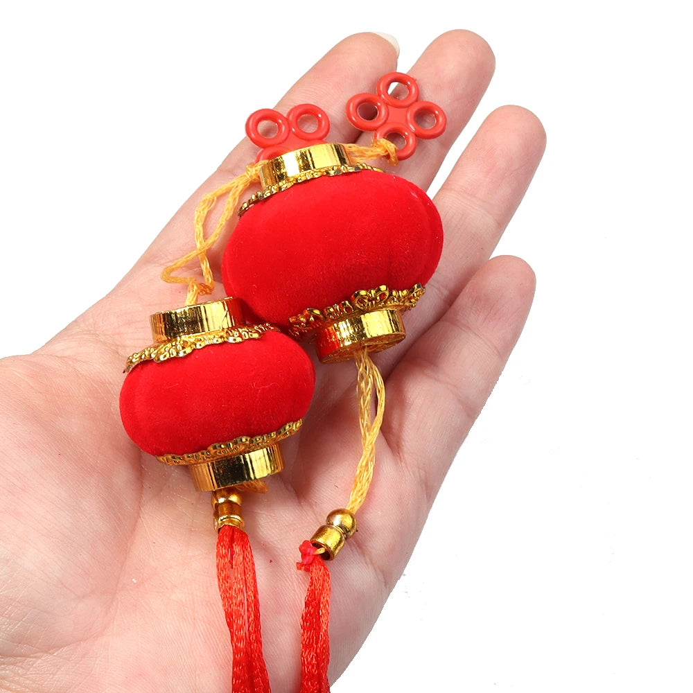 Mini Red Flocking Lanterns Chinese New Year DIY Decor 16-30pcs DIY Craft Decoration PLUSH