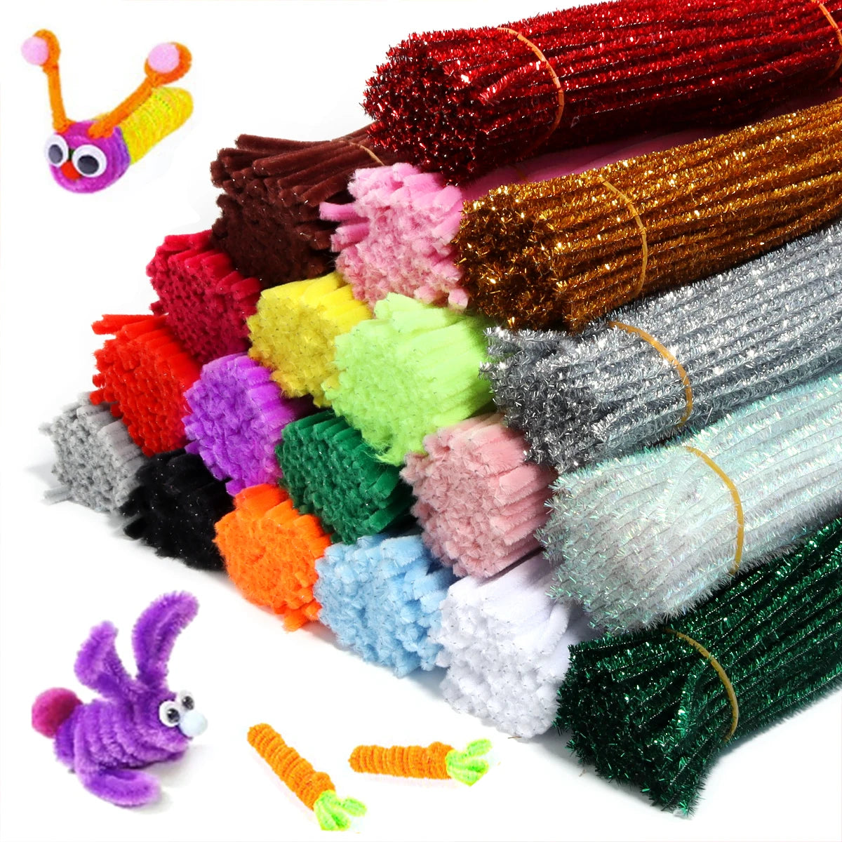 100pcs Chenille Pipe Cleaners – DIY Crafts & Jewelry Making Craft Wire Supplies PLUSH
