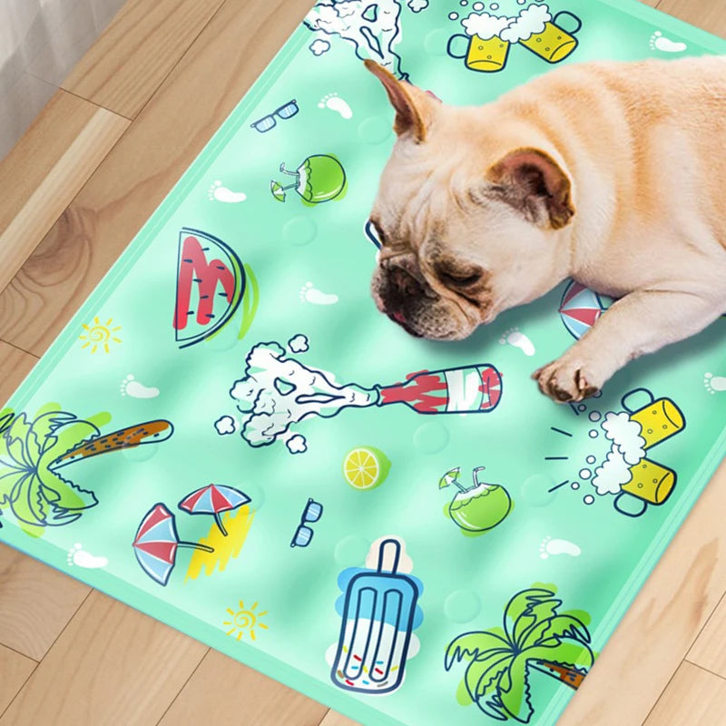 Summer Pet Cooling Mat for Cats & Dogs – Ice Pad Bed Pet Cooling Mat PLUSH