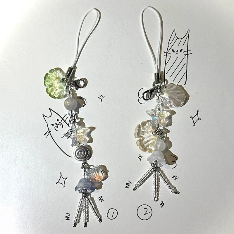 Ocean Seashell Jellyfish Phone Charm Strap & Bag Keychain Phone Charm Keychain PLUSH
