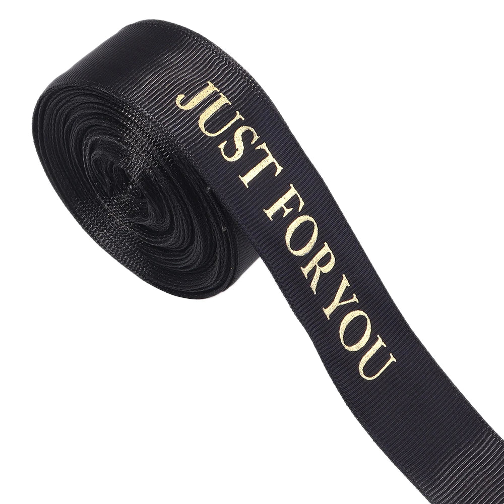 "Just For You" Printed Polyester Ribbon 25mm 10 Yards DIY Decorative Craft Ribbon PLUSH black