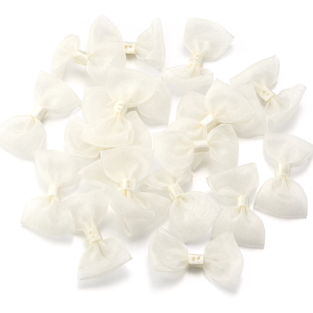 20pcs Satin Ribbon Bows 2.5x5cm Multicolor – Craft & Gift Decor Ribbon Bows PLUSH Beige 2.5cmx5cm