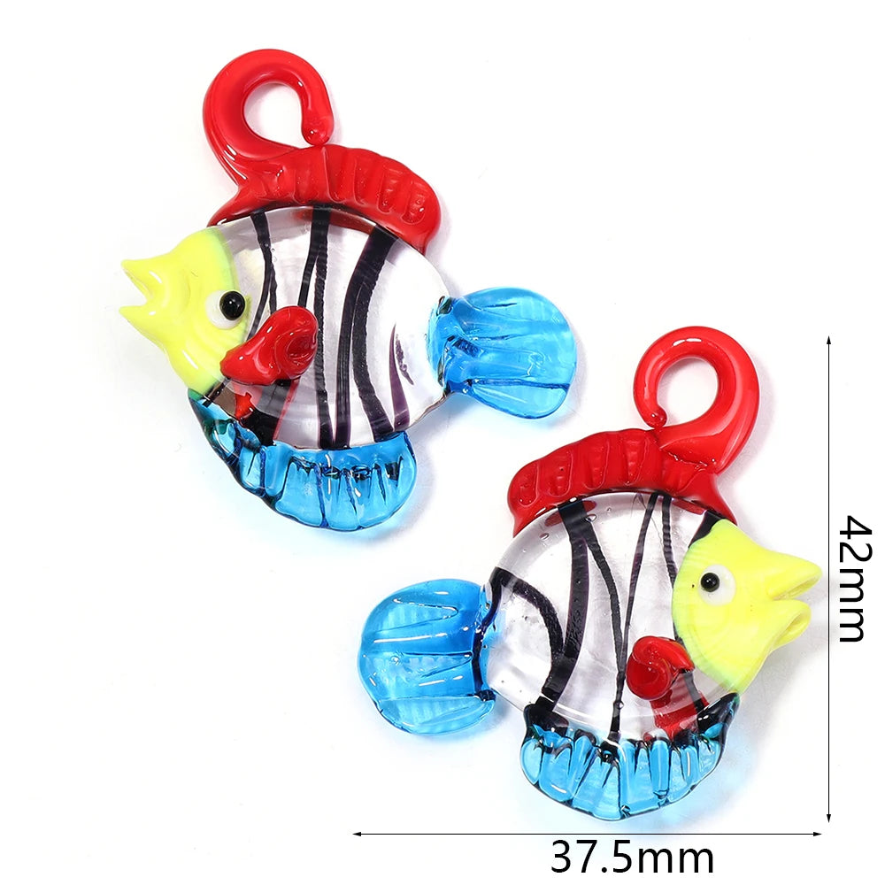 Tropical Fish Lampwork Glass Beads 2pcs – DIY Jewelry Charms Lampwork Glass Beads PLUSH transparent black