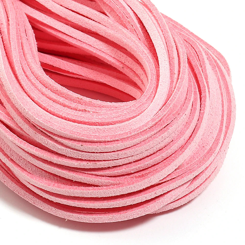 10pcs Multicolor Faux Suede Flat Cord 2.5mm – DIY Jewelry Making Jewelry Craft Cord PLUSH pink
