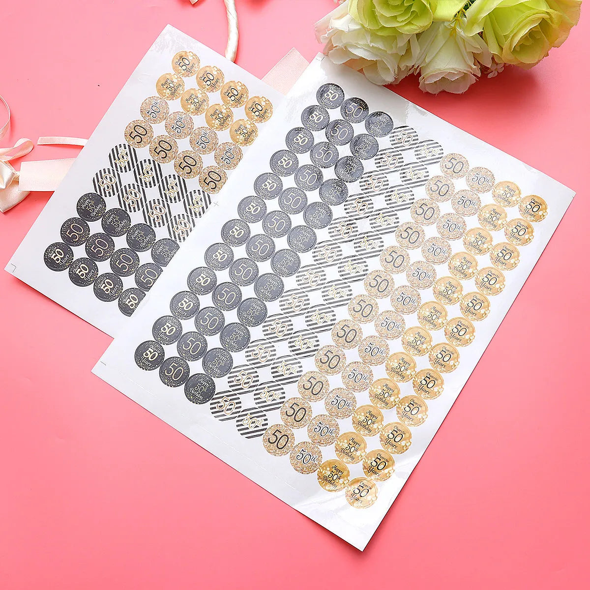50th Birthday Number Stickers – 2 Sheets Party Decorations Party Number Stickers PLUSH