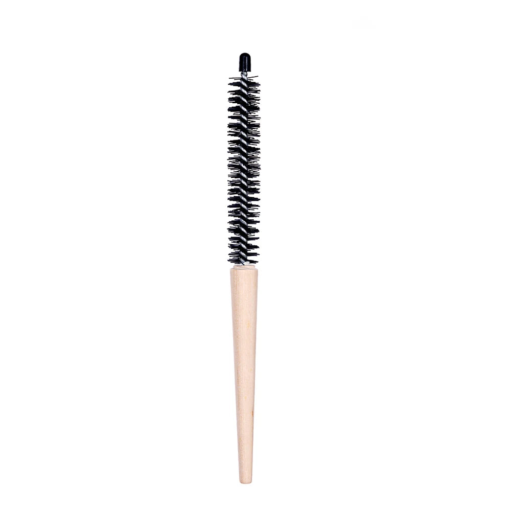 Mini Round Wooden Hair Brush – Nylon Bristles | 1 or 2 Pack Round Hair Brush PLUSH black