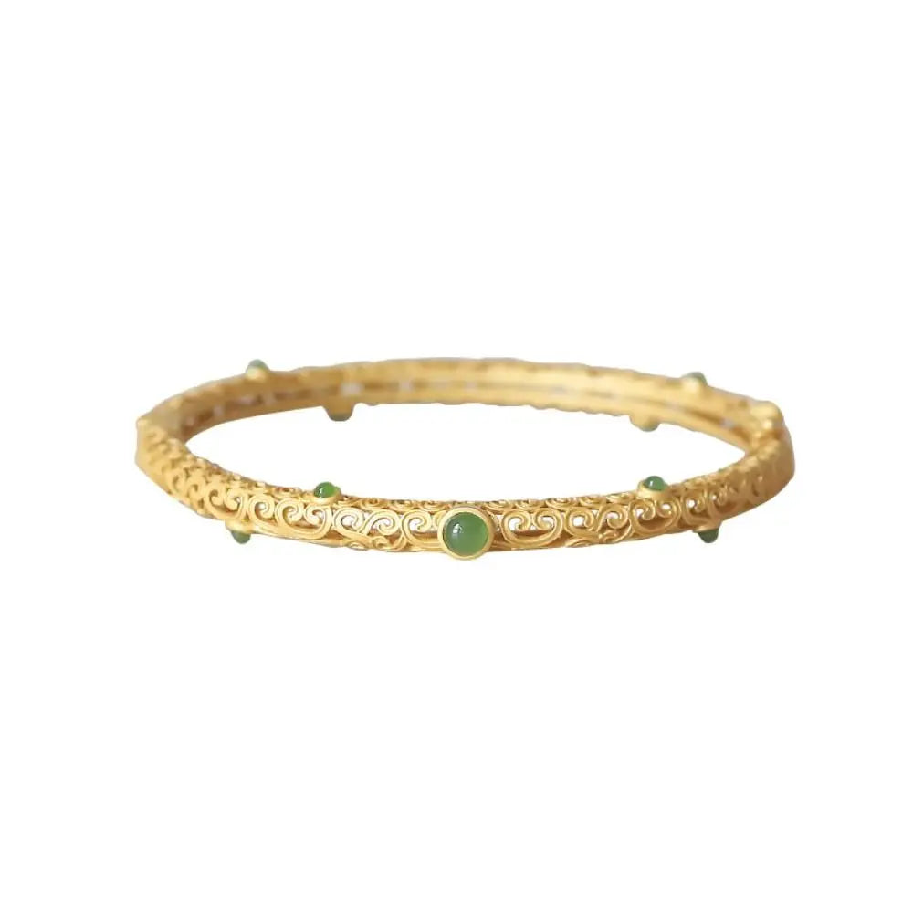 Hollow Cloud Carved Bangle Bracelet – Gold & Silver Unisex Carved Bangle Bracelet PLUSH