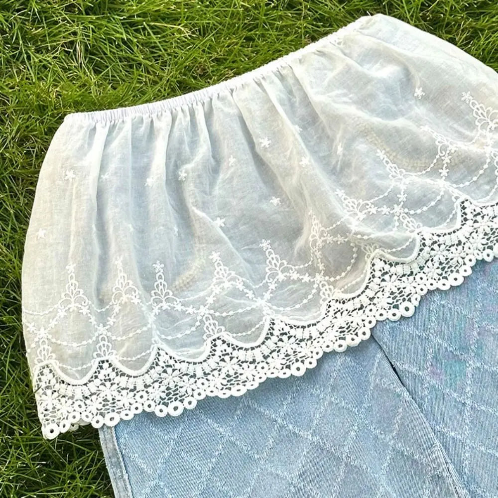 Y2K Embroidery Lace Petticoat Underskirt – High Waist Half Slip Lace Petticoat Skirt PLUSH