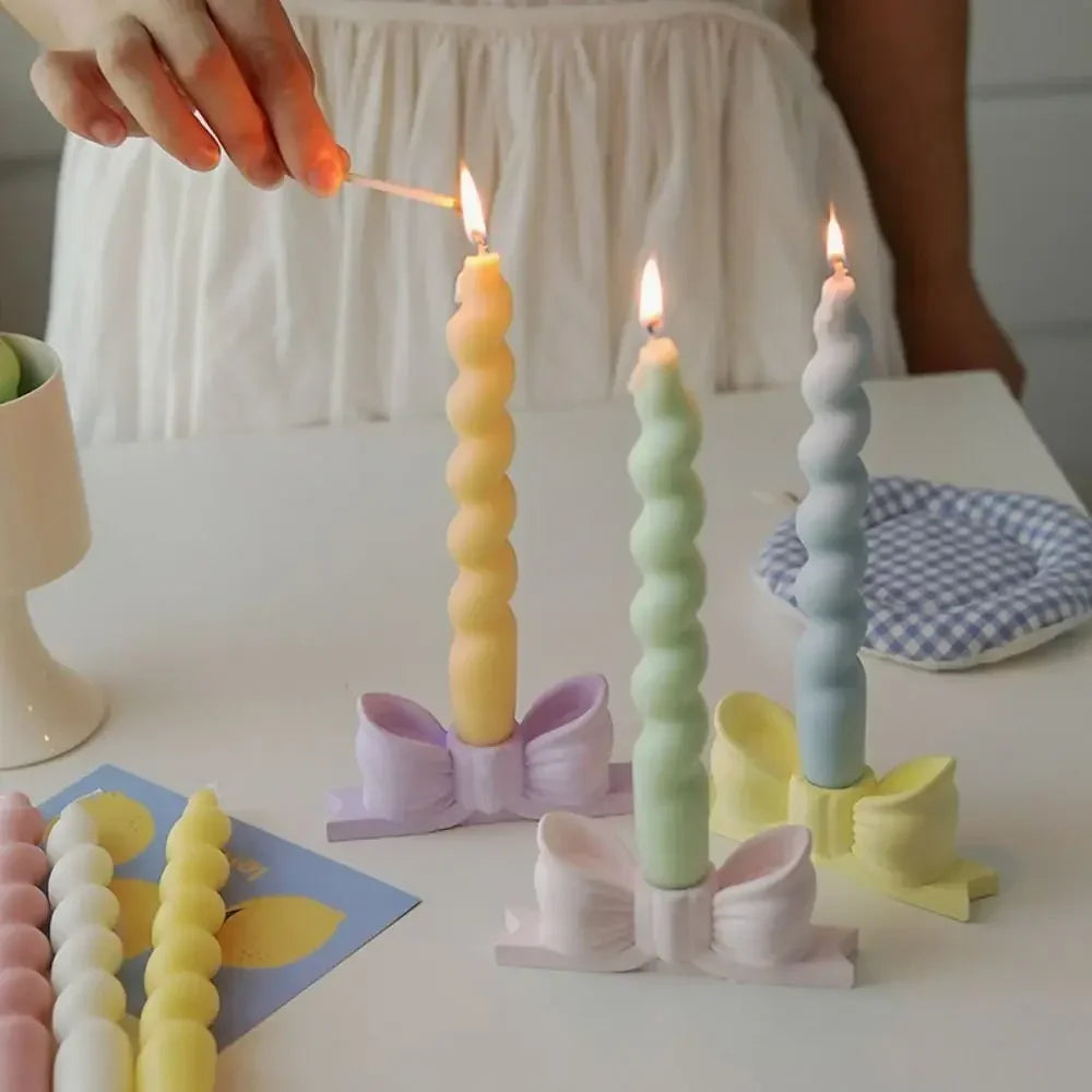 Bow Tie Plaster Candlestick Holder – 3 Colors Home Decor Candle Holder PLUSH