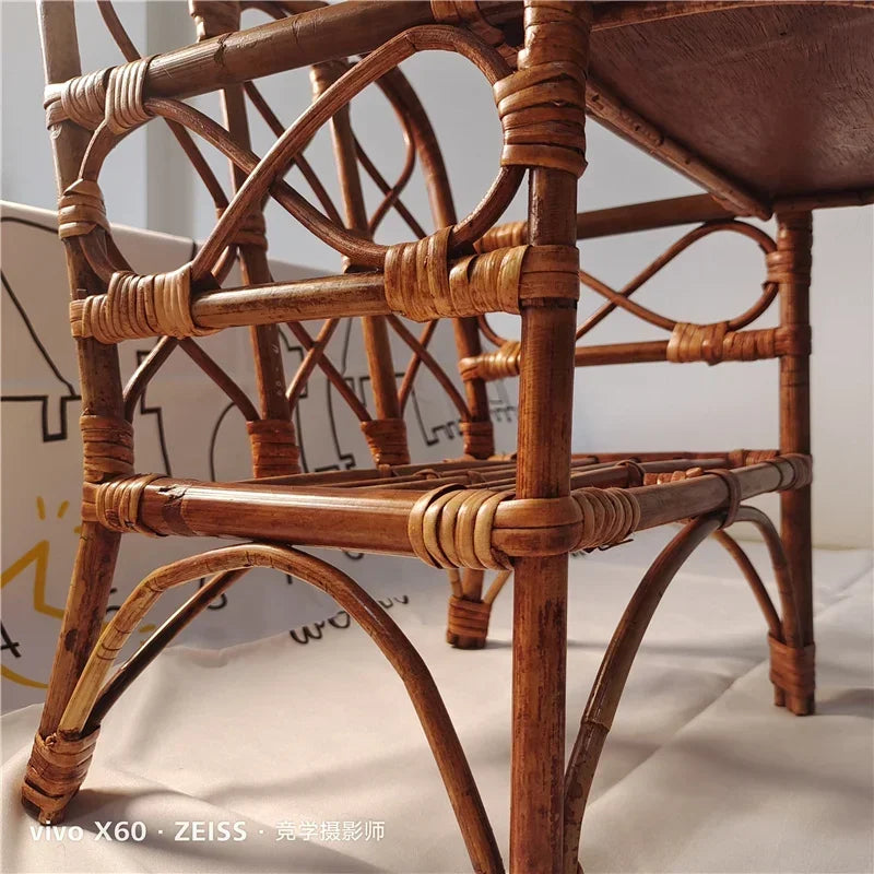 Woven Rattan Baby Photography Chair & Table Prop Set Baby Photography Prop PLUSH