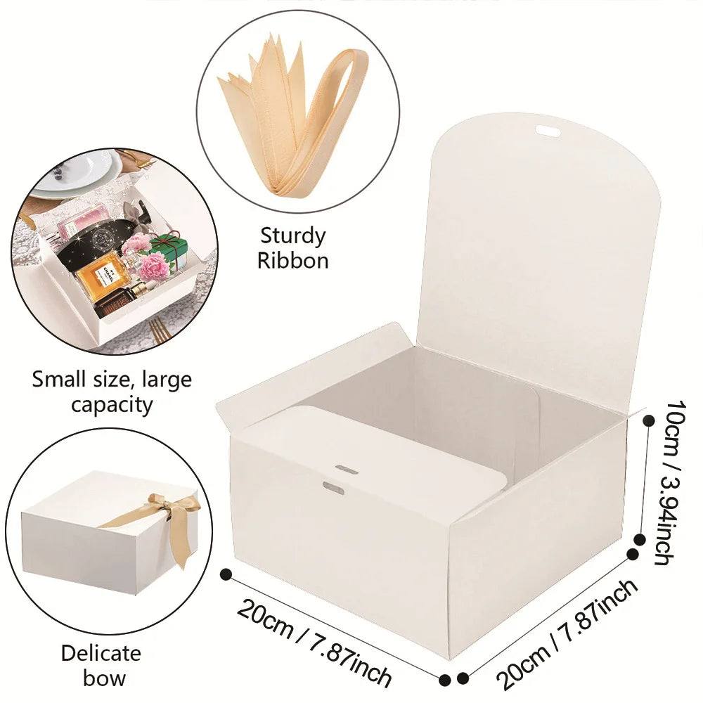10-Pack White Gift Boxes with Lids & Ribbon | Bridesmaid Box Gift Boxes Set PLUSH