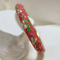 Cloisonné Enamel Bangle | Gold-Trimmed Floral Ethnic Bracelet Enamel Bangle Bracelet PLUSH 15