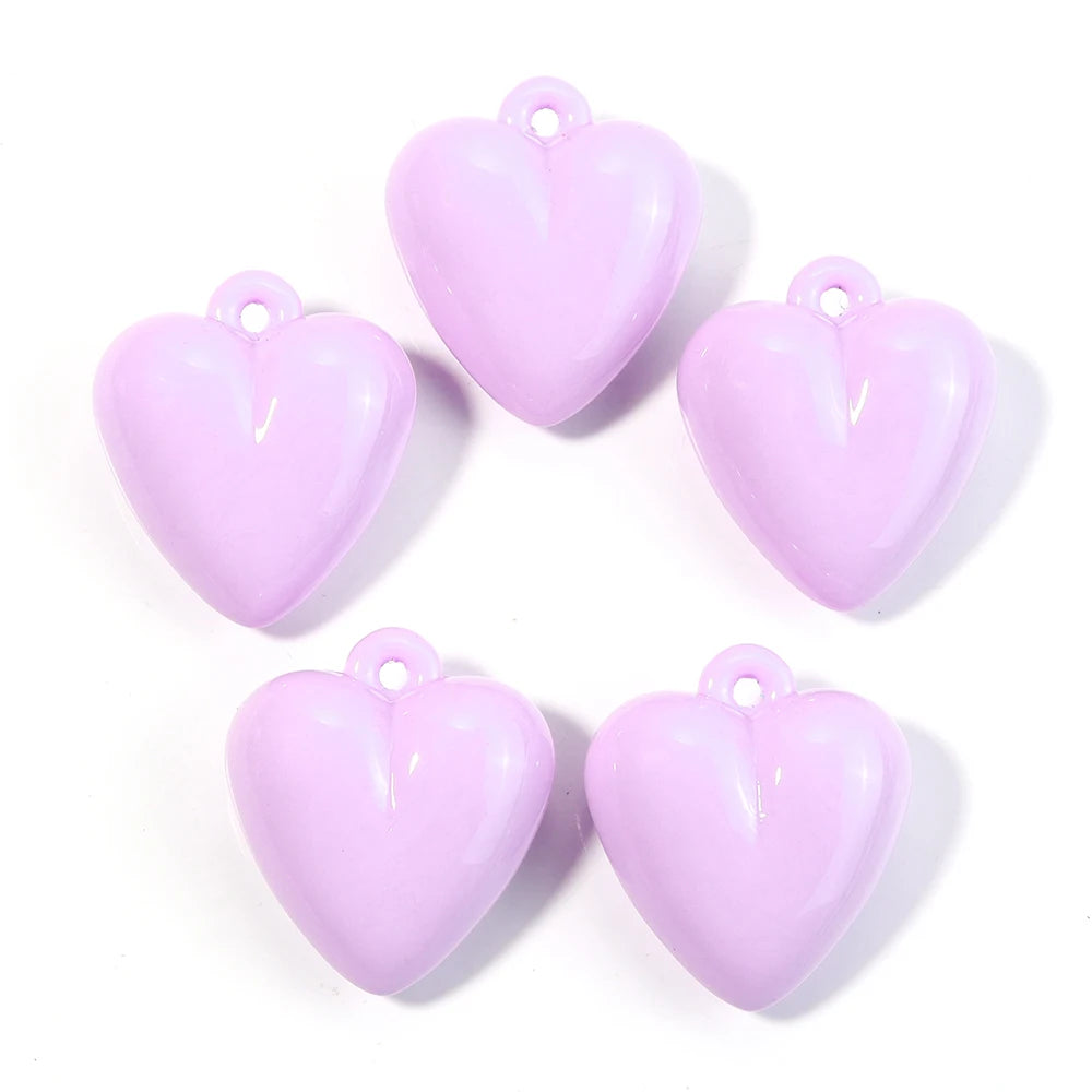 5pcs Heart Acrylic Charms 32x35mm – DIY Jewelry Pendants Acrylic Jewelry Charms PLUSH purple
