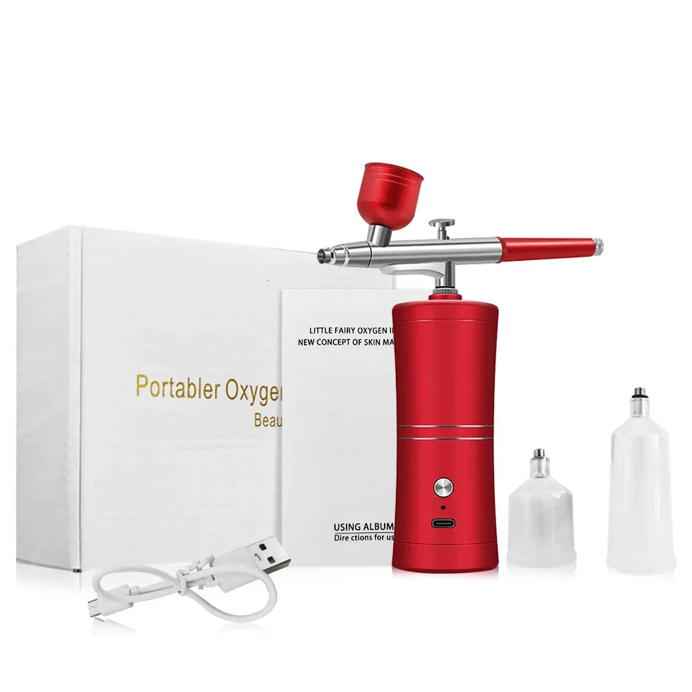 Wireless Airbrush Kit with Compressor – 0.3mm Portable Spray Gun Airbrush Spray Kit PLUSH Red