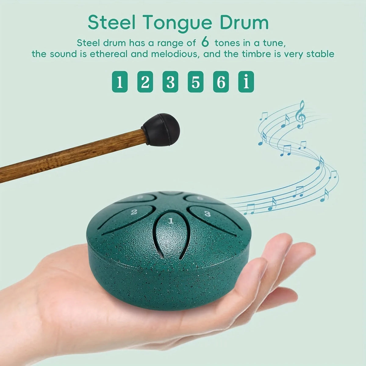 3 Inch Steel Tongue Drum – 6-Tone Handheld Meditation Gift Steel Tongue Drum PLUSH