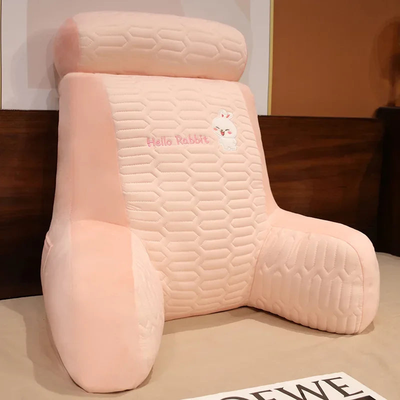 Cartoon Plush U-Shape Lumbar Cushion for Bed & Sofa Lumbar Support Pillow PLUSH Pink Rabbit 60x50cm
