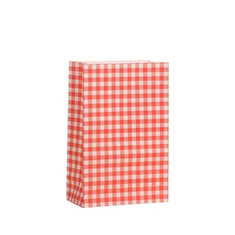 Colorful Checkered Kraft Paper Gift Bags 10/20pcs | Party Favors Party Gift Bags PLUSH Red 20PCS
